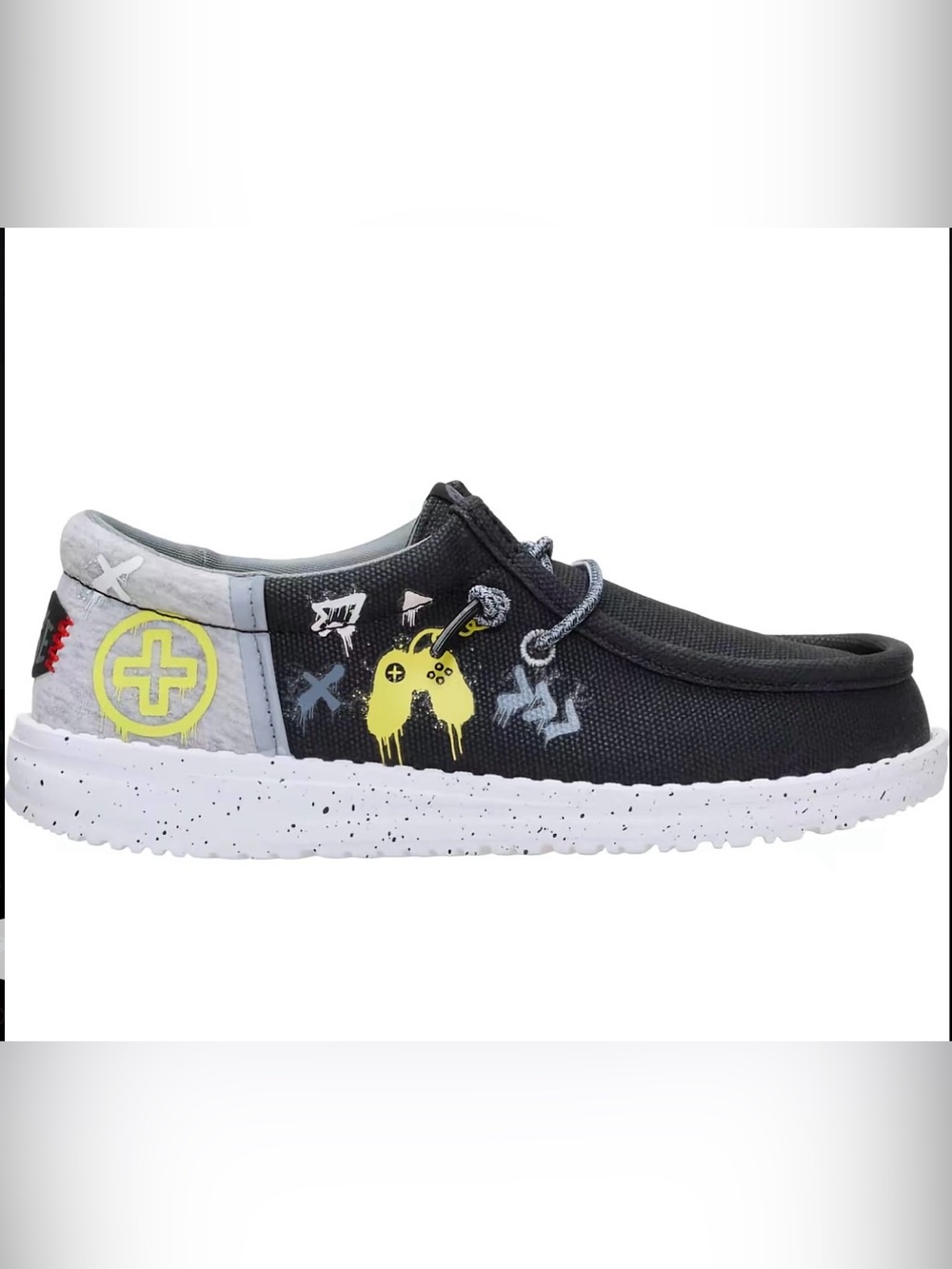 NIB HEYDUDE Wally Funk Youth Graffiti Gamer Slip-On Shoes Size J7